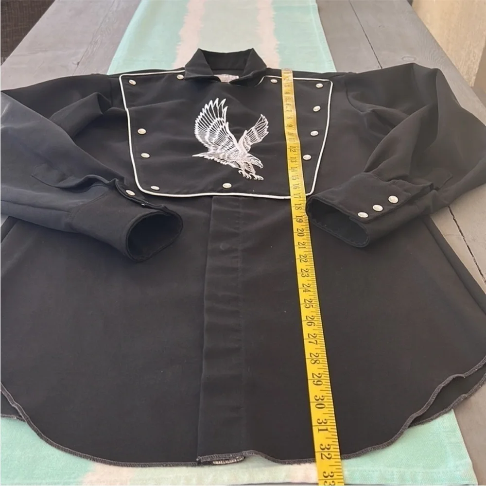 Vintage H Bar C California Ranchwear Embroidered Eagle Bib Front Western Shirt - Picture 9 of 11